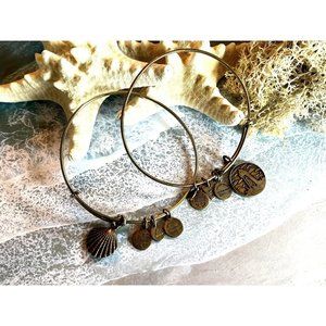 Alex and Ani Gold Bracelet Set Lighthouse & Seashell